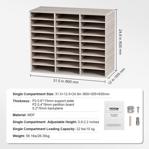 27 Compartments Wood Literature Organizer Adjustable Shelves Medium 1