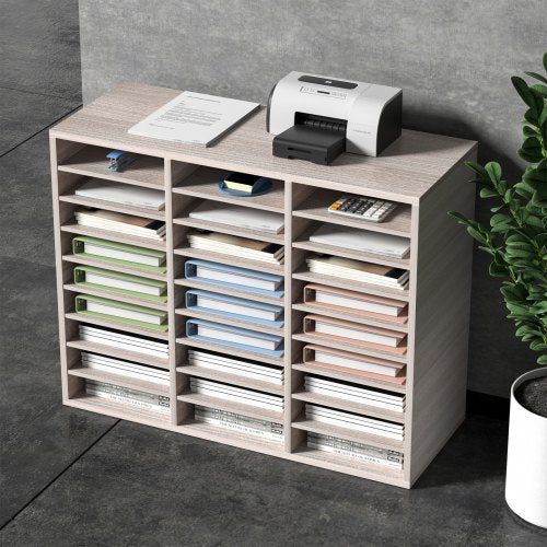 27 Compartments Wood Literature Organizer Adjustable Shelves Medium 1
