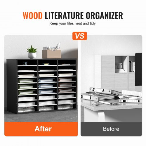 27 Compartments Wood Literature Organizer Adjustable Shelves Medium 2