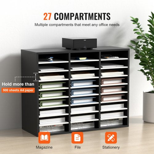 27 Compartments Wood Literature Organizer Adjustable Shelves Medium 2