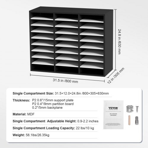 27 Compartments Wood Literature Organizer Adjustable Shelves Medium 2