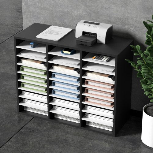 27 Compartments Wood Literature Organizer Adjustable Shelves Medium 2