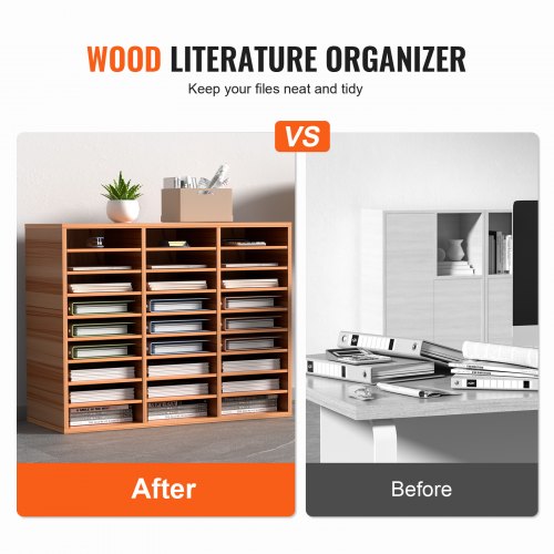 27 Compartments Wood Literature Organizer Adjustable Shelves Medium 3