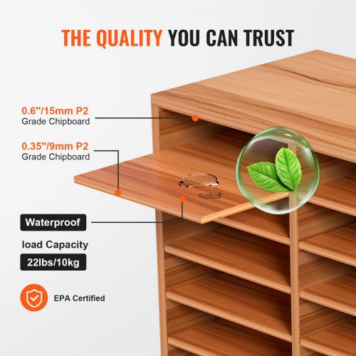 27 Compartments Wood Literature Organizer Adjustable Shelves Medium 3