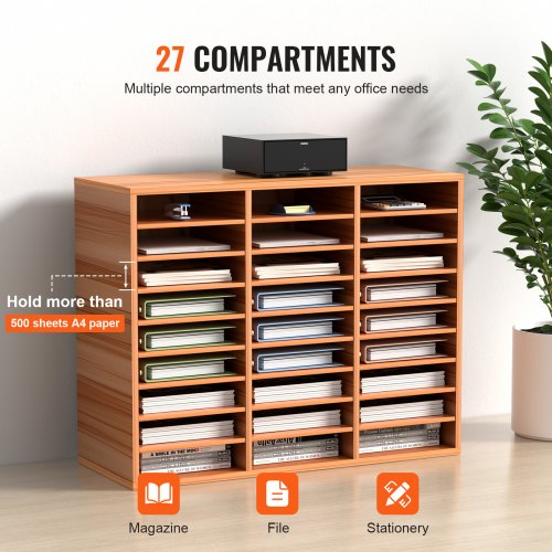 27 Compartments Wood Literature Organizer Adjustable Shelves Medium 3