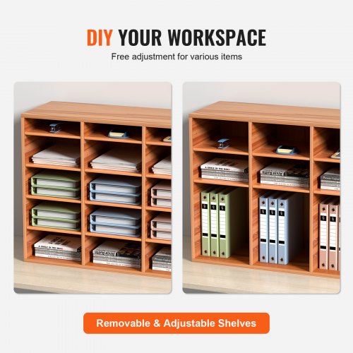 27 Compartments Wood Literature Organizer Adjustable Shelves Medium 3
