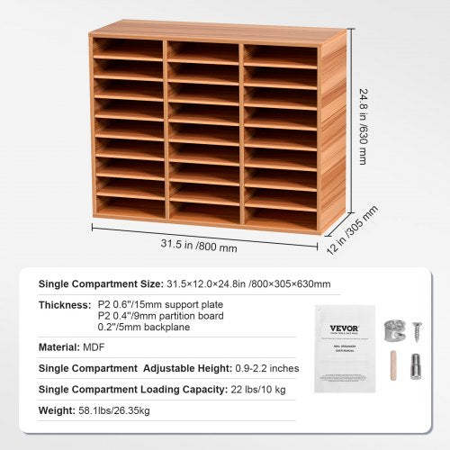 27 Compartments Wood Literature Organizer Adjustable Shelves Medium 3