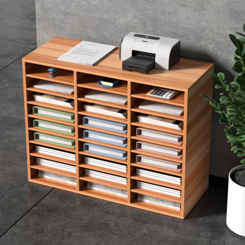27 Compartments Wood Literature Organizer Adjustable Shelves Medium 3