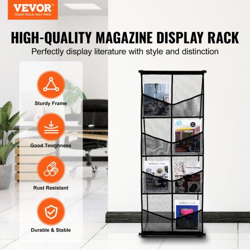 Brochure Display Stand 4Tier 8 Pockets Mesh Literature Display Holder