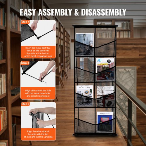 Brochure Display Stand 4Tier 8 Pockets Mesh Literature Display Holder