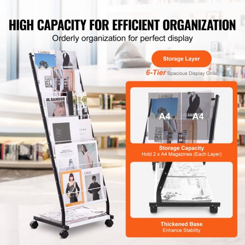 Brochure Display Rack 6Tier Magazine Literature Display Stand Floor
