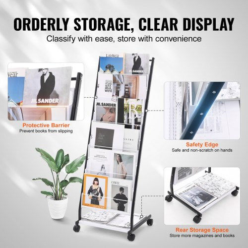 Brochure Display Rack 6Tier Magazine Literature Display Stand Floor