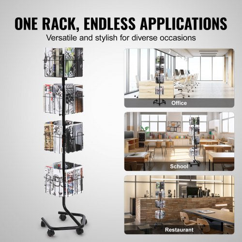 Brochure Display Rack 4Tier 32 Pockets Rotating Magazine Literature