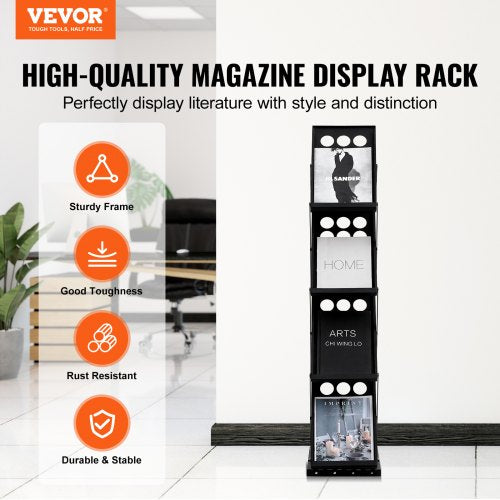 Foldable Magazine Display Rack 4Tier Brochure Literature Display Stand