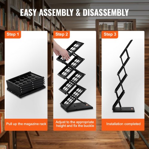 Foldable Magazine Display Rack 4Tier Brochure Literature Display Stand