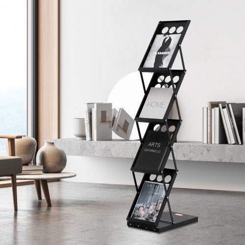 Foldable Magazine Display Rack 4Tier Brochure Literature Display Stand
