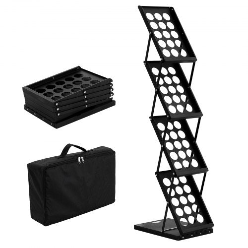 Foldable Magazine Display Rack 4Tier Brochure Literature Display Stand