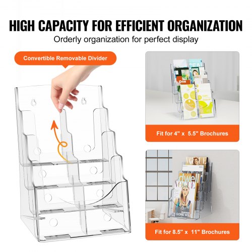 Acrylic Brochure Holder 85 x 11 inch 4Tier Clear Acrylic Literature