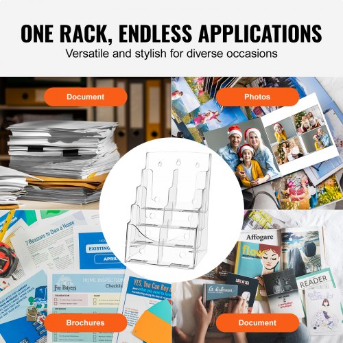 Acrylic Brochure Holder 85 x 11 inch 4Tier Clear Acrylic Literature