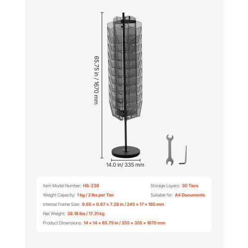 Rotating Brochure Display Rack 30 Pockets Mesh Magazine Literature Stand