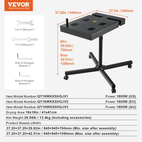 Pro Flash Dryer 16x16 inch Upgrade 1800W Flash Dryer for Screen Printing