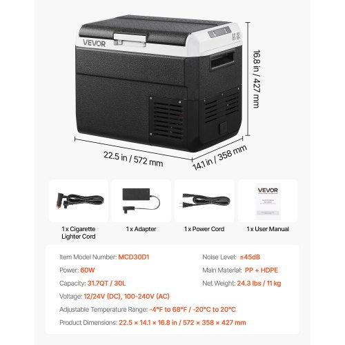 12 Volt Car Refrigerator 317QT30L Car Fridge Portable Electric Cooler