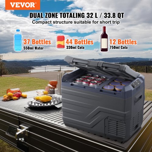 Car Refrigerator 12 Volt Car Refrigerator Fridge 32 L Dual Zone Portable