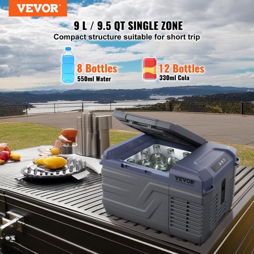 Car Refrigerator 12 Volt Car Refrigerator Fridge 9 L Single Zone Portable