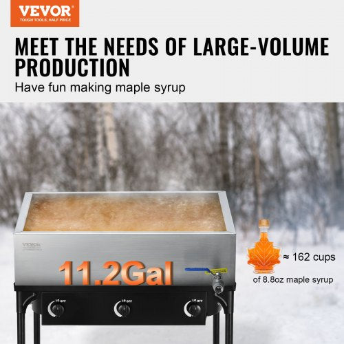 Maple Syrup Evaporator Pan 11.2 Gallon 162 Cups of 88oz Maple Syrup Flat