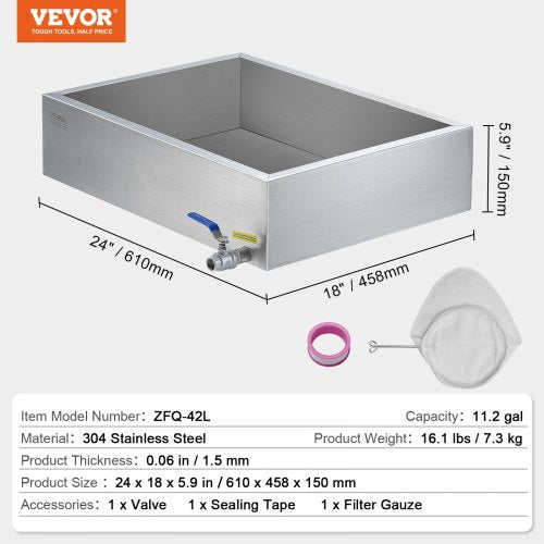 Maple Syrup Evaporator Pan 11.2 Gallon 162 Cups of 88oz Maple Syrup Flat
