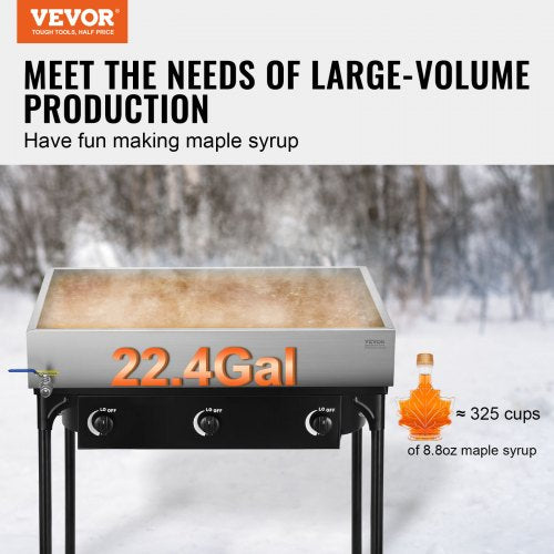Maple Syrup Evaporator Pan 22.4 Gallon 325 Cups of 88oz Maple Syrup Flat