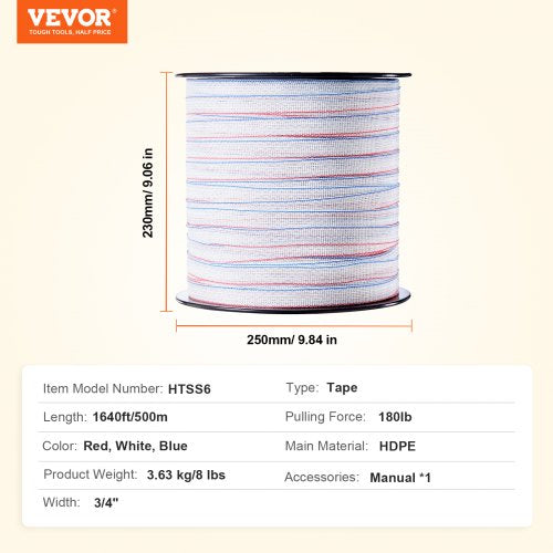 Electric Fence Tape 1640Ft 500M Polytape Fencing Hot Wire 34 Width 6