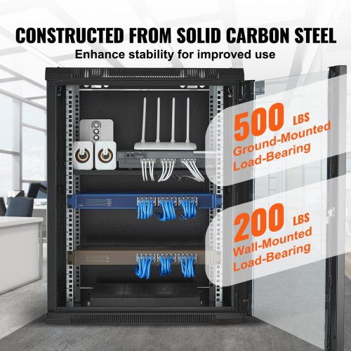15U Wall Mount Network Cabinet 500 lbs Max Ground Load Capacity Server