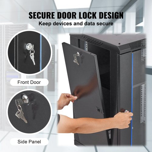 15U Wall Mount Network Cabinet 500 lbs Max Ground Load Capacity Server