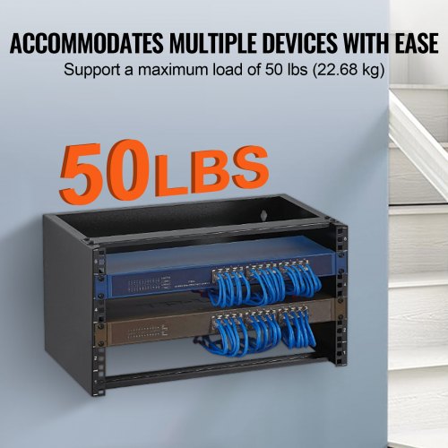 6U Wall Mount Network Rack 14 in355.6 mm Depth 50 lbs2268 kg Max Weight