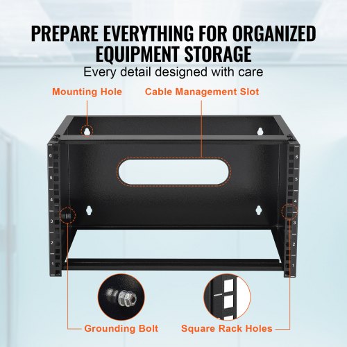 6U Wall Mount Network Rack 14 in355.6 mm Depth 50 lbs2268 kg Max Weight