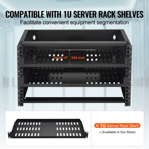 6U Wall Mount Network Rack 14 in355.6 mm Depth 50 lbs2268 kg Max Weight