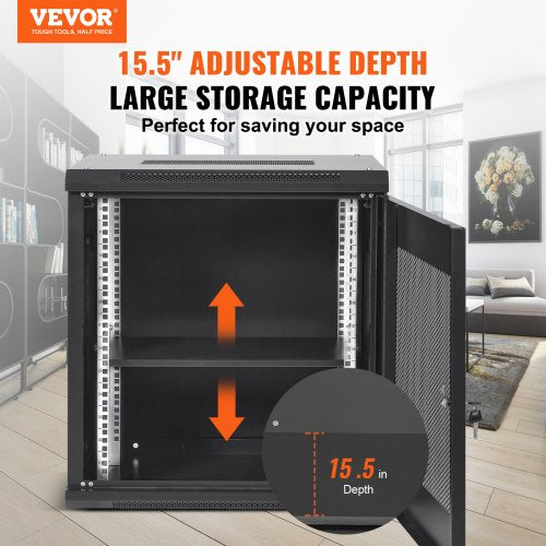 12U Wall Mount Server Cabinet 155 Depth Network Rack Enclosure