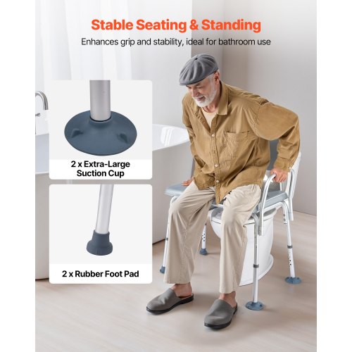 Bedside Commode Chair 500 lbs Weight Capacity 4in1 Portable Toilet and Raised