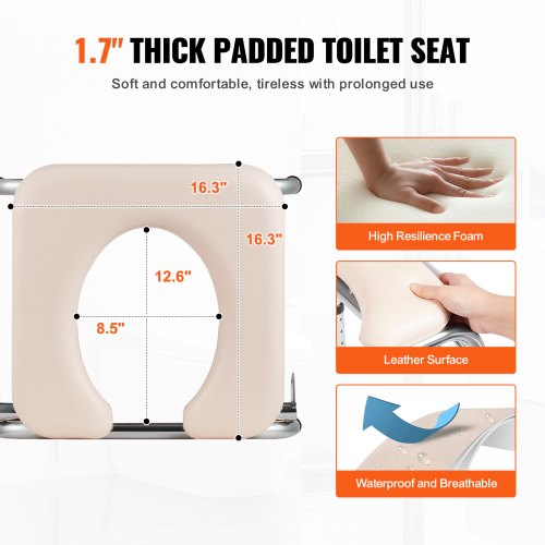 Commode Chair Bedside Commode with Padded Seat DropDown Arms 7Level