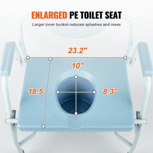 Commode Chair Bedside Commode with DropDown Arms and Detachable Backrest