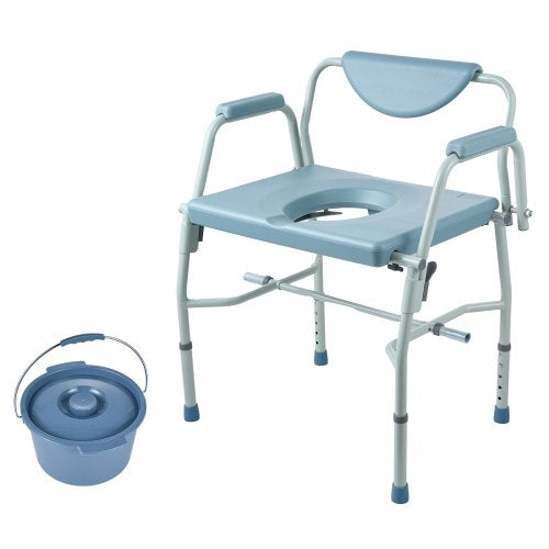 Commode Chair Bedside Commode with DropDown Arms and Detachable Backrest
