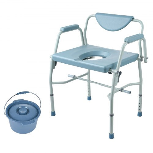 Commode Chair Bedside Commode with DropDown Arms and Detachable Backrest
