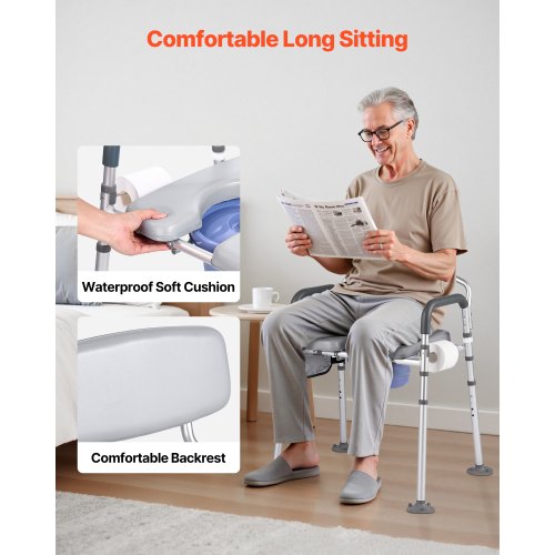 Bedside Commode Chair 500 lbs Capacity 4in1 Portable Toilet and Raised