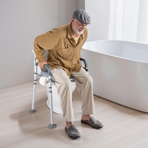 Bedside Commode Chair 500 lbs Capacity 4in1 Portable Toilet and Raised
