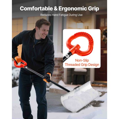 Snow Pusher Shovel 30 in Outdoor Snowplow Shovel with Ergonomic Grip HDPE