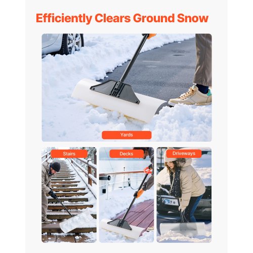 Snow Pusher Shovel 30 in Outdoor Snowplow Shovel with Ergonomic Grip HDPE