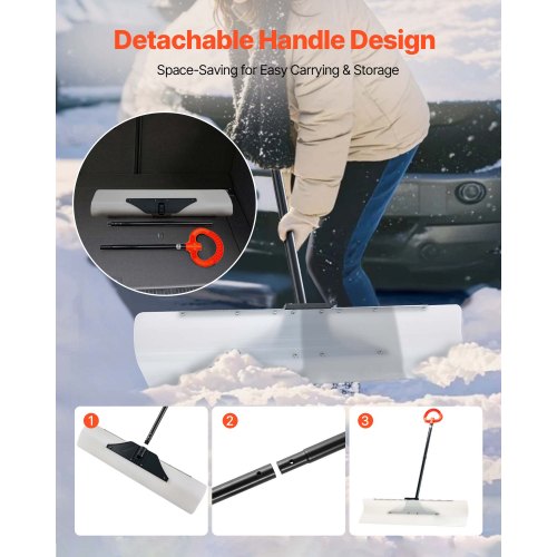 Snow Pusher Shovel 36 in Outdoor Snowplow Shovel with Ergonomic Grip HDPE