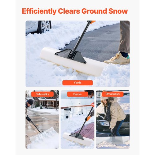 Snow Pusher Shovel 36 in Outdoor Snowplow Shovel with Ergonomic Grip HDPE