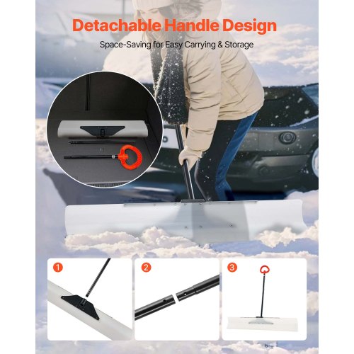 Snow Pusher Shovel 48 in Outdoor Snowplow Shovel with Ergonomic Grip HDPE
